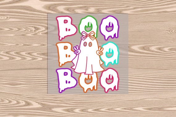Ready to Press, Neon BOO Ghost, Halloween, heat transfer print, DTF Transfer Print