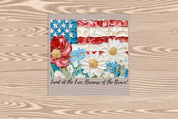 Ready to Press, Red White and Blue Flag (Hand painted effect printed), heat transfer print, DTF Transfer Print