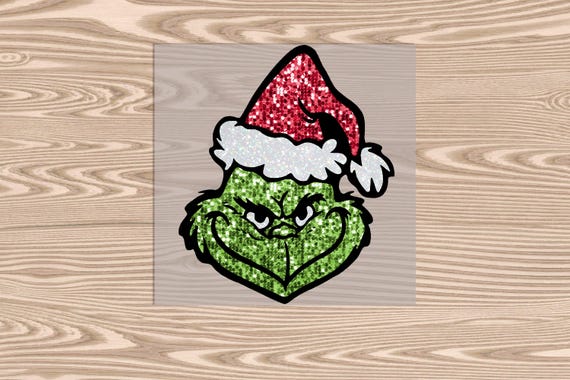 Ready to press, Sequin Green Man Christmas, DTF Transfer Print (faux sequins)