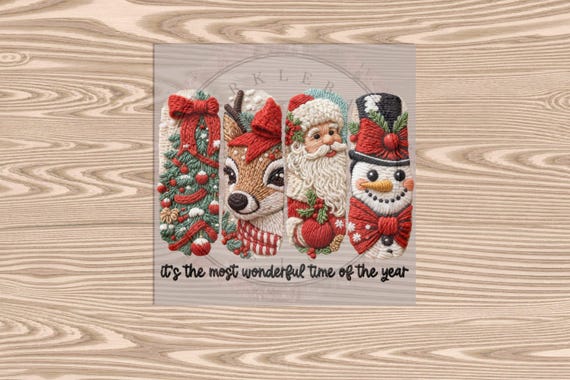 Ready to Press DTF Transfer-Christmas Time of the Year :Faux Yarn, Embroidered Texture