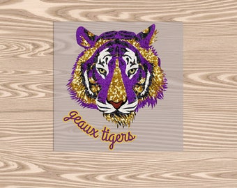 Ready to Press DTF Transfer-faux sequin Tiger- heat transfer