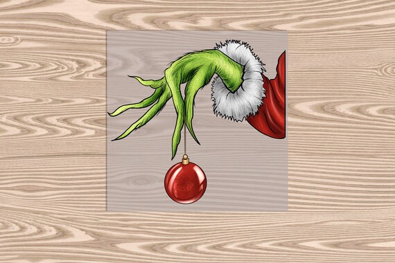 Ready to press, Green Hand Ornament, Merry Christmas, DTF Transfer Print