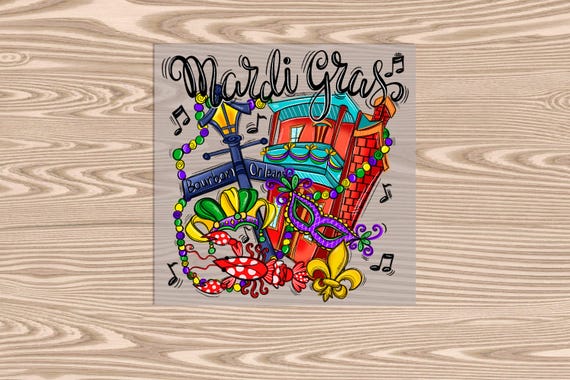 Ready to Press, Mardi Gras Bourbon Street, DTF Transfer Print