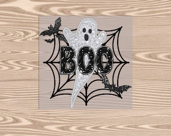 Ready to Press DTF Transfer-faux sequin Ghost Halloween- heat transfer