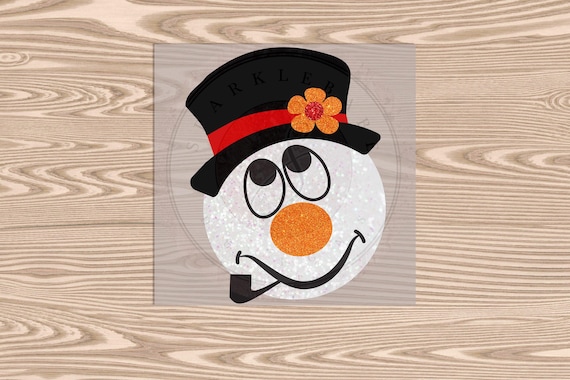 Ready to Press, Glitter Snowman Frosty, Merry Christmas, heat transfer print, DTF Transfer Print (faux glitter look)