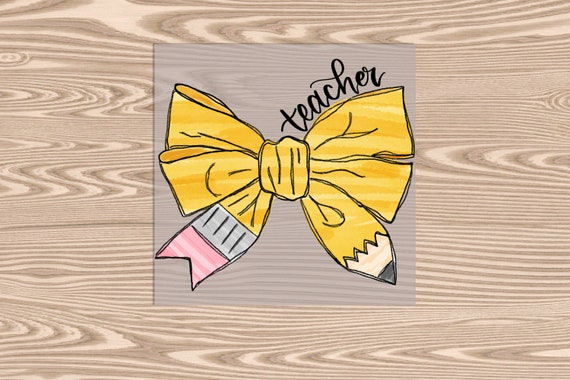 Ready to Press, Teacher Pencil Bow Coquette, heat transfer print, DTF Transfer Print
