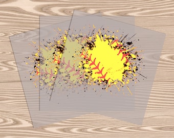 Ready to Press DTF Transfer-Softball Splatter- heat transfer