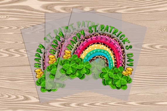 Ready to Press, St Patrick's Day Rainbow (faux glitter effect printed), Pot of Gold, St. Patrick's Day, DTF Transfer Print