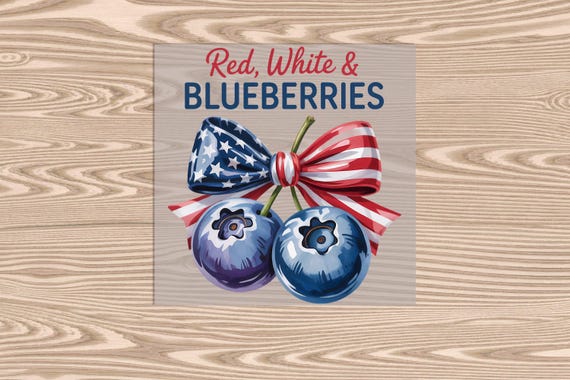 Blueberry Bow DTF Transfer Print: Ready to Press