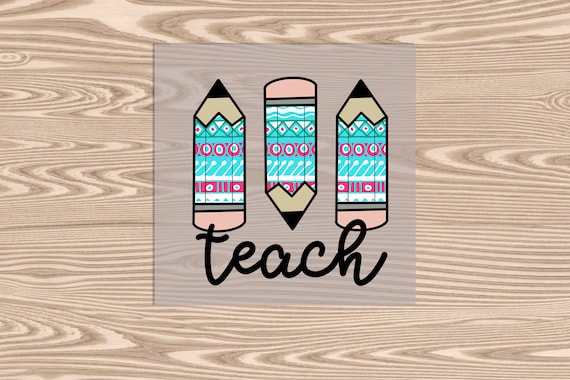 Ready to Press, Blue Pencil Teach, heat transfer print, DTF Transfer Print