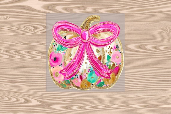 Coquette Pink Floral Pumpkin DTF Transfer: Halloween Heat Press Print