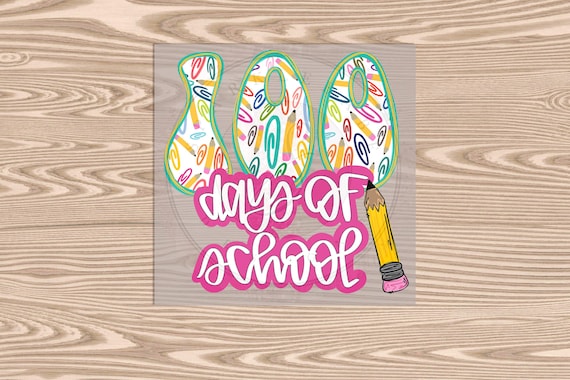Exclusive - Ready to Press, 100 Days of School Scribble, heat transfer print, DTF Transfer Print