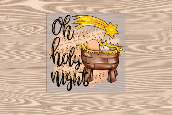 Ready to Press, Oh Holy Night, Merry Christmas, heat transfer print