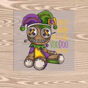 Ready to Press, Voodoo Doll, Mardi Gras, heat transfer print, DTF Transfer Print