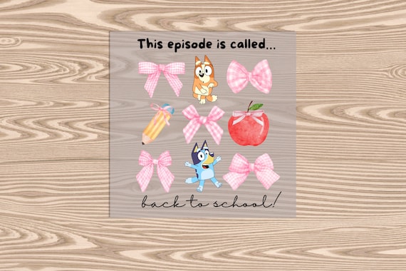 Ready to Press, Back to School Episode Pink Bow Blue Dog Coquette, heat transfer print, DTF Transfer Print