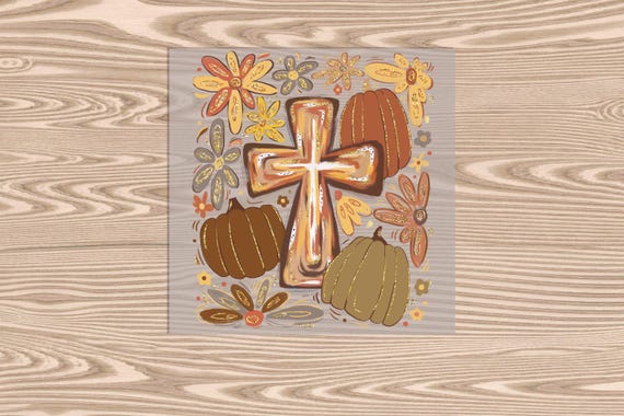 Ready to Press DTF Transfer-Fall Cross Pumpkins