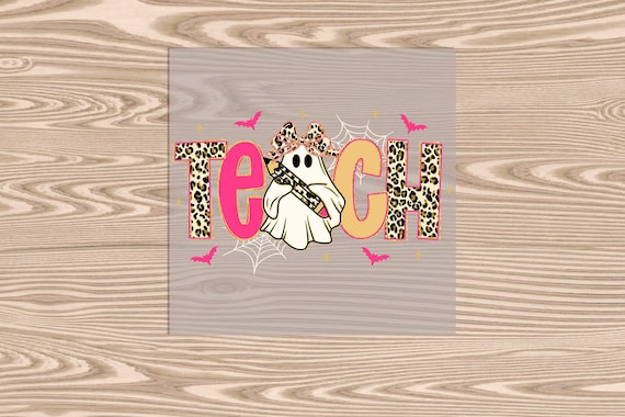 Teach Leopard Ghost Halloween Apple DTF Transfer Print