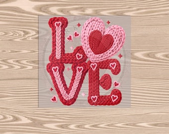 Ready to Press DTF Transfer- Love Faux Yarn -- heat transfer