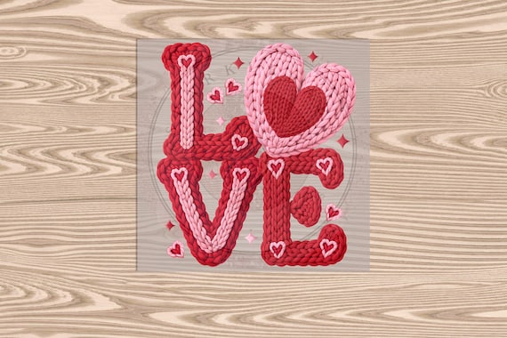 Ready to Press DTF Transfer- Love Faux Yarn Heat Transfer