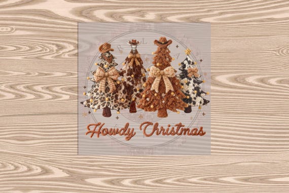 Ready to Press DTF Transfer-Howdy Christmas: Faux Yarn & Embroidered Texture Effect