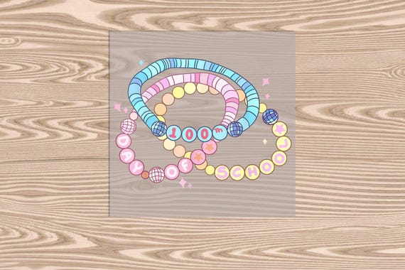 Ready to Press, 100th day of School Friendship Bracelets, DTF Transfer Print