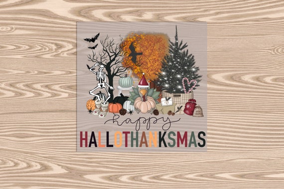 Ready to Press, Happy HalloThanksMas, heat transfer print, DTF Transfer Print
