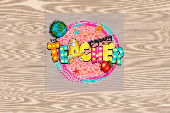 Ready to Press, Teacher Pink Leopard Circle, heat transfer print, DTF Transfer Print