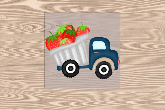 Ready to Press, Strawberry Truck, heat transfer print, DTF Transfer Print