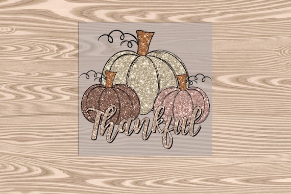 Ready to Press, Thankful Pumpkin Sequin, heat transfer print (faux sequin effect printed), DTF Transfer Print