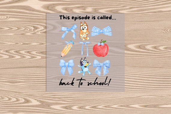 Ready to Press, Back to School Episode Blue Bow Blue Dog Coquette, heat transfer print, DTF Transfer Print