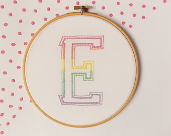 Pastel Nursery Decoration, Pastel Rainbow Embroidery Hoop, Letter Art Wall Hanging, Gift for Daughter, Teenage Girl Gift
