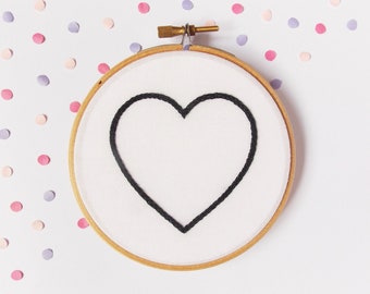 Unisex Nursery Wall Art, Monochrome Home Decor Embroidery Hoop, Second Anniversary Gift, Baby Shower Gift, Gift Under 20
