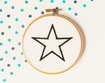 Neutral Nursery Decor Embroidery Hoop, Scandi Star Nursery Art, Monochrome Home Decoration, Gift for Teenager, Stocking Filler Idea