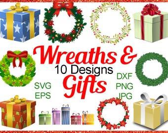 Christmas Wreaths and Gifts Graphics Bundle