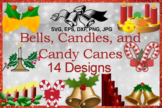 Christmas Bells Candles And Candy Canes Bundle Etsy