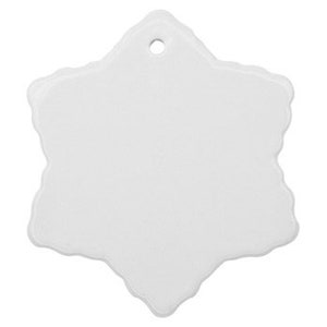 May include: White ceramic snowflake ornament with a hole for hanging.