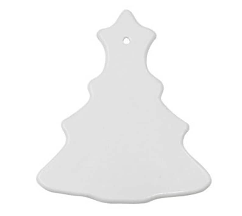 May include: White ceramic Christmas tree ornament blank for painting or decorating.