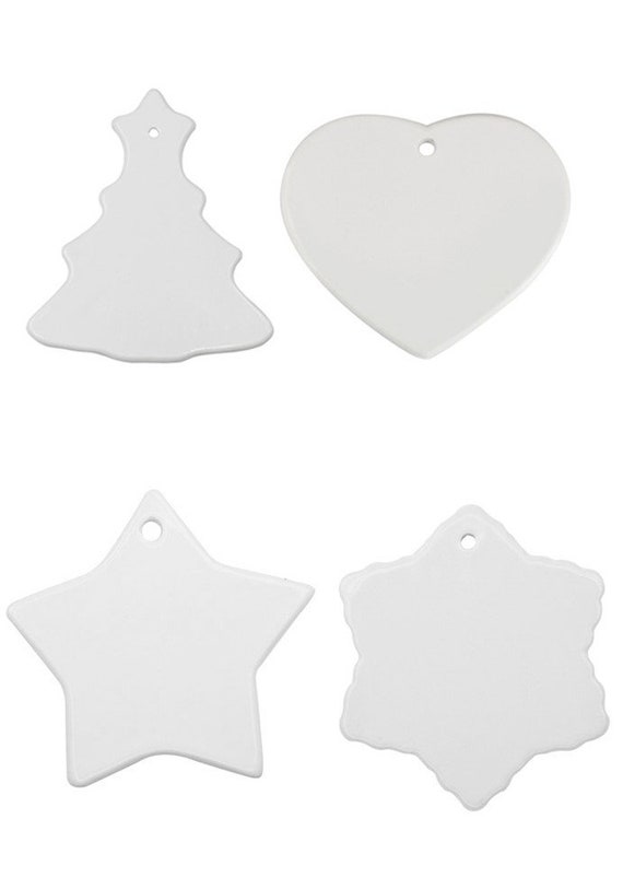 10 Pack - MIX and MATCH Ceramic sublimation ornaments, Double Sided Ornaments