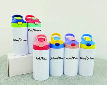 Blank STRAIGHT 12oz Kids Double Insulated SUBLIMATION Tumbler, Water bottle, Kids Drink Bottle, Sippy Bottle