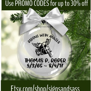 Riding with Angels - Motorcycle, memorial glass ornament, Personalized, loss of loved one, husband, brother, father, uncle