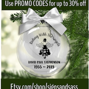 Riding with the Angels - Motorcycle, memorial glass ornament, Personalized, loss of loved one, husband, brother, father, uncle
