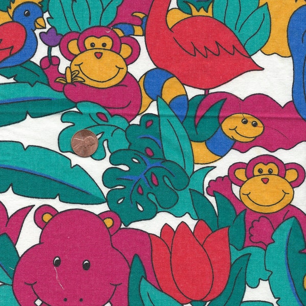 Monkey Jungle Animals Fabric   Pre - Washed 30" Long  X  40" Wide