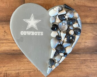 Cowboys Shell Heart Wall Hanging, Resin Art Wall Hanging, Dallas Cowboys Shell Wall hanging, Cowboys Heart Wall Art, Resin Cowboys Wall Art