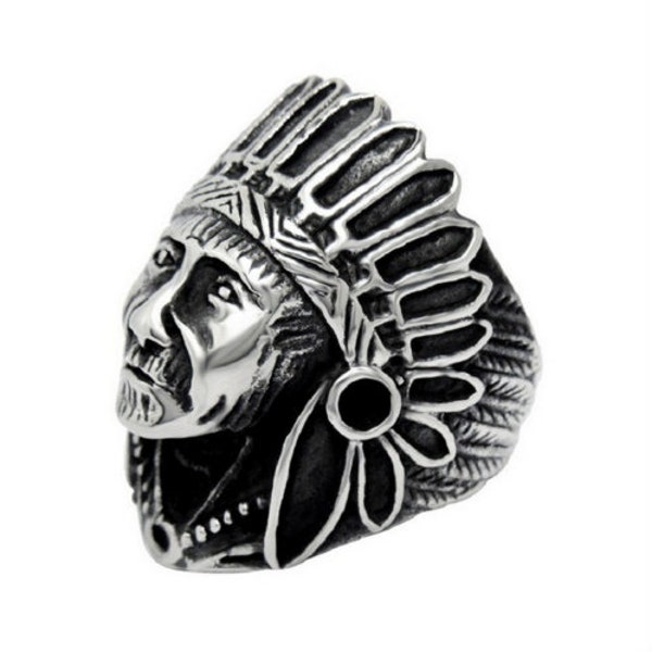 Vintage Rings Large Apache Indian Chief Head Shield Biker Ring Size 10