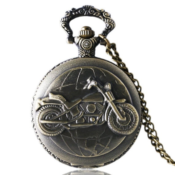 Vintage Motorcycle Pocket Watch, Motorcycle Pocke… - image 1