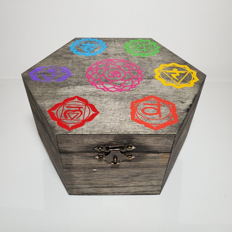 Crystal Healing Box Wooden Chakra Box Meditation Amethyst Etsy