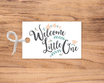 Printable Instant Download Baby Shower Greeting Card / Welcome Little One Floral