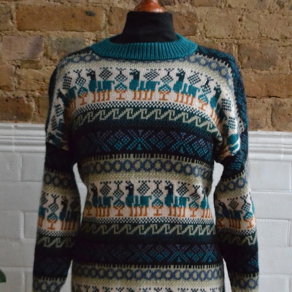 Jumper. Sweater.Green Alpaca Wool Jumper .Woolly Jumper.Alpaca Wool Sweater.Handmade Alpaca Wool  Sweater.Alpaca .Ethical