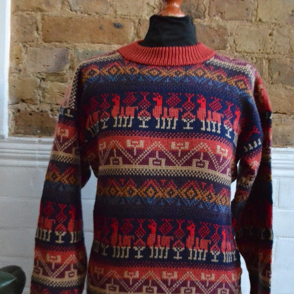 Jumper. Sweater.Brick Color Alpaca Wool Jumper .Alpaca Wool Sweater.Handmade Alpaca Wool  Sweater.Alpaca .Ethical