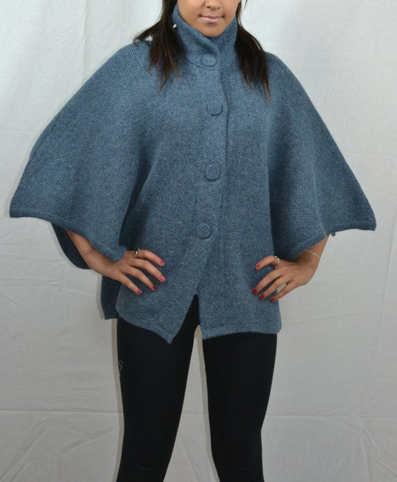Metallic Alpaca Wool Cape.women's 